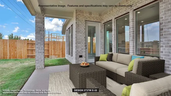 a view of a patio with couches and floor to ceiling window