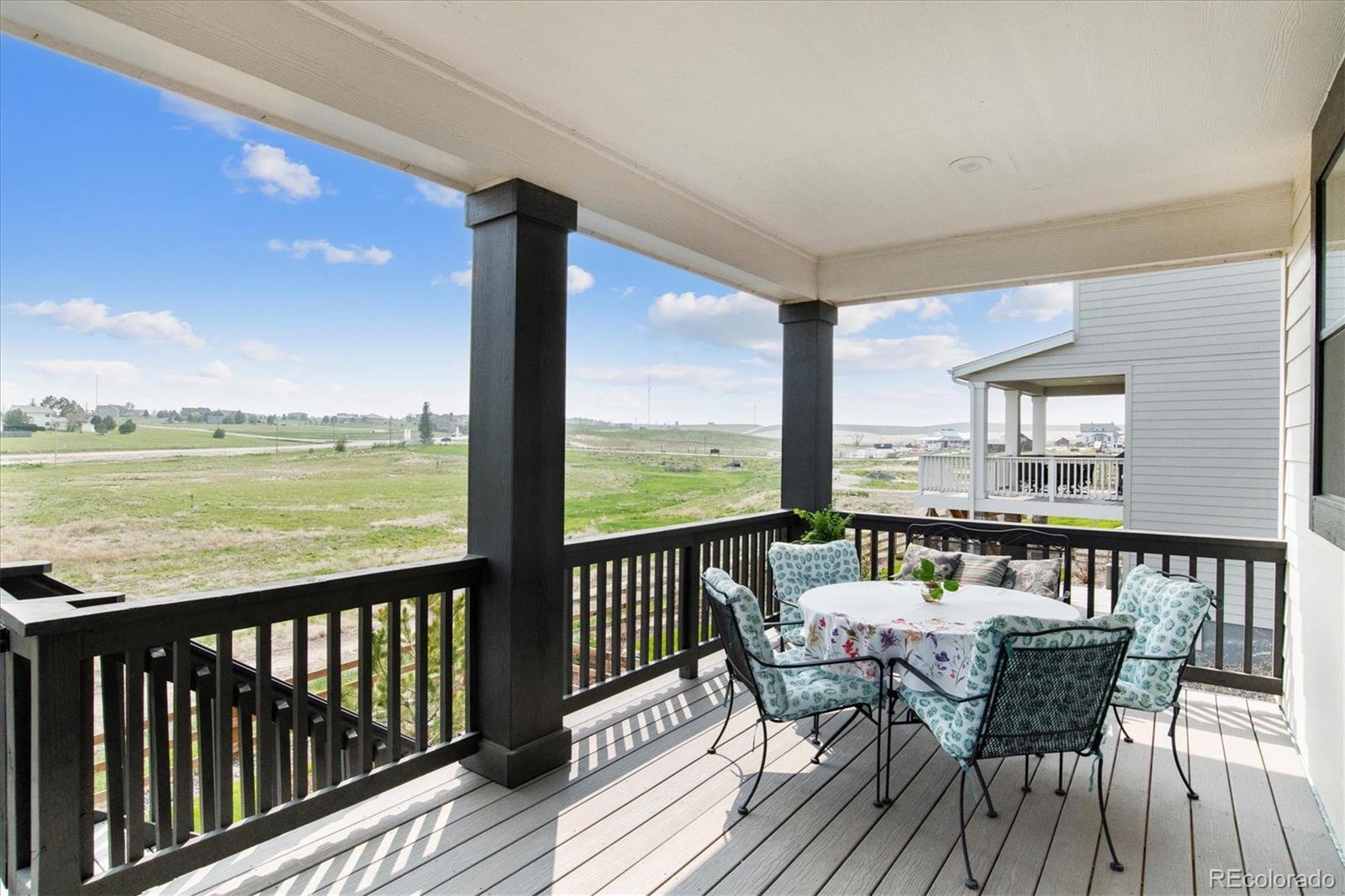 1142 Williams Loop Elizabeth, CO 80107 - Photo 12 of 38 a view of a balcony with furniture and wooden floor