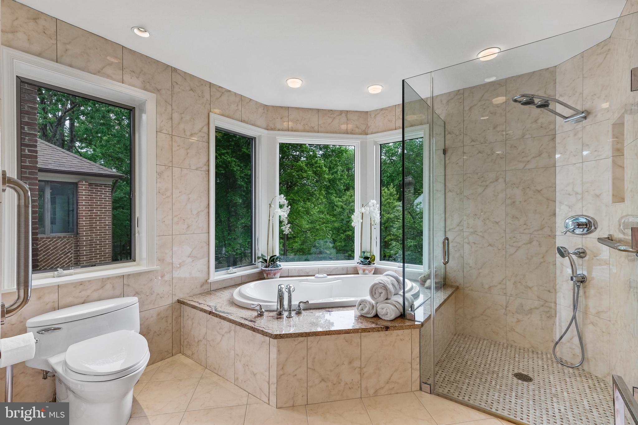 8317 Comanche Court Bethesda, MD 20817 - Photo 44 of 86 Soaking tub overlooks garden, roll in shower