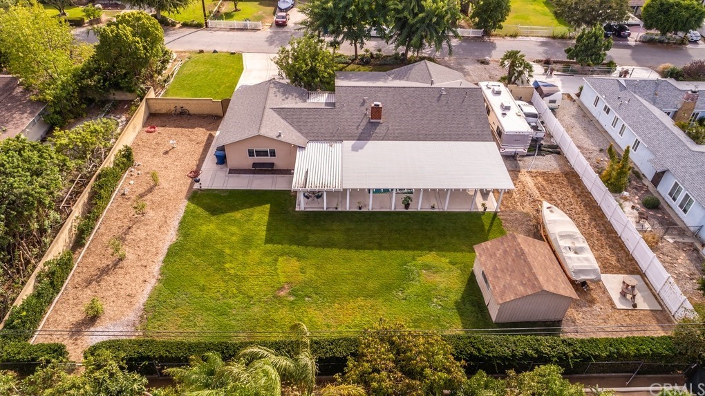Aerial view of the 1/2 acre property looking south.