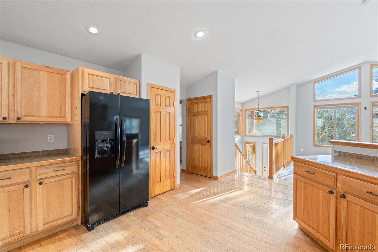 377 Deer Trail Drive Bailey, CO 80421 - Photo 13 of 44 a kitchen with stainless steel appliances granite countertop a refrigerator and a sink