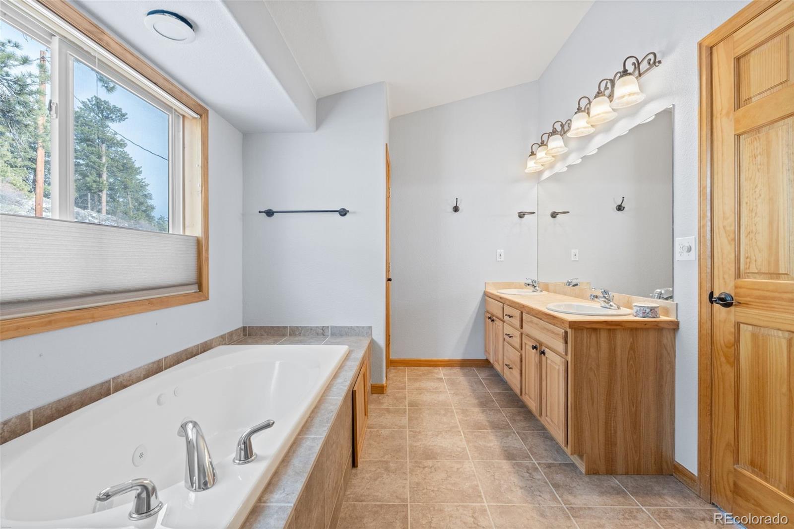 377 Deer Trail Drive Bailey, CO 80421 - Photo 16 of 44 a spacious bathroom with a tub sink and mirror