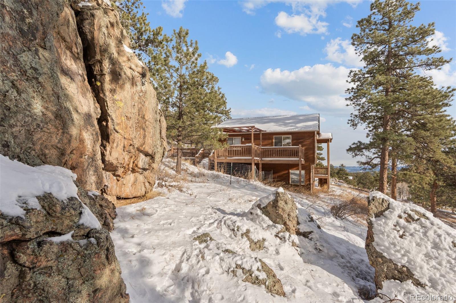 377 Deer Trail Drive Bailey, CO 80421 - Photo 39 of 44 a view of a backyard with a large tree