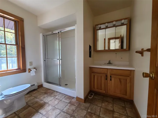 a view of a big yard with plants and large trees