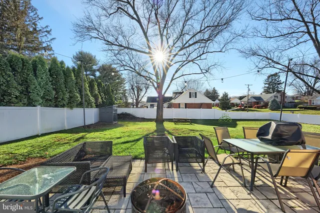 a patio outdoor space with patio furniture