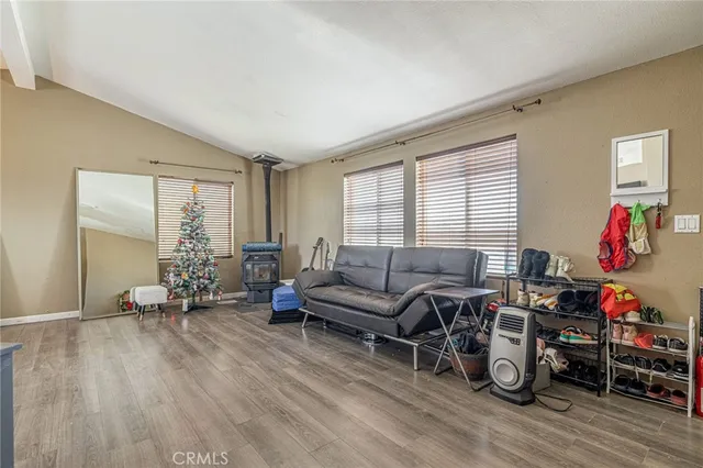 a view of a storage room with racks