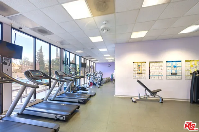 a view of a room with gym equipment