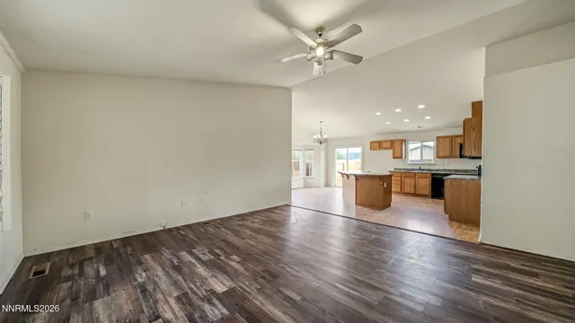 a view of kitchen with wooden floor