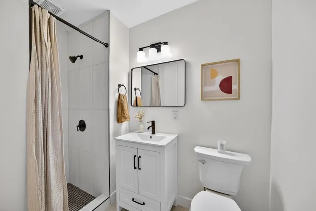 a bathroom with a shower