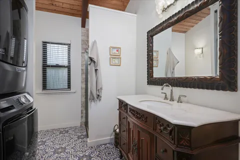 a backyard of a house with lots of green space