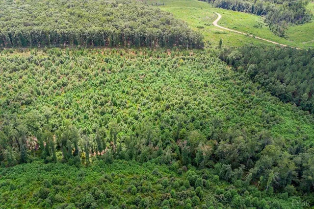 a view of a lake with a park