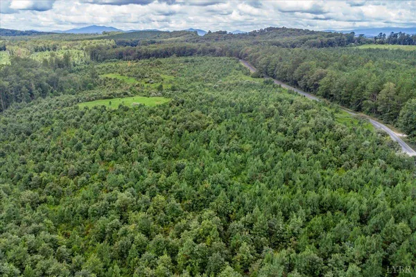a view of a field of grass and trees