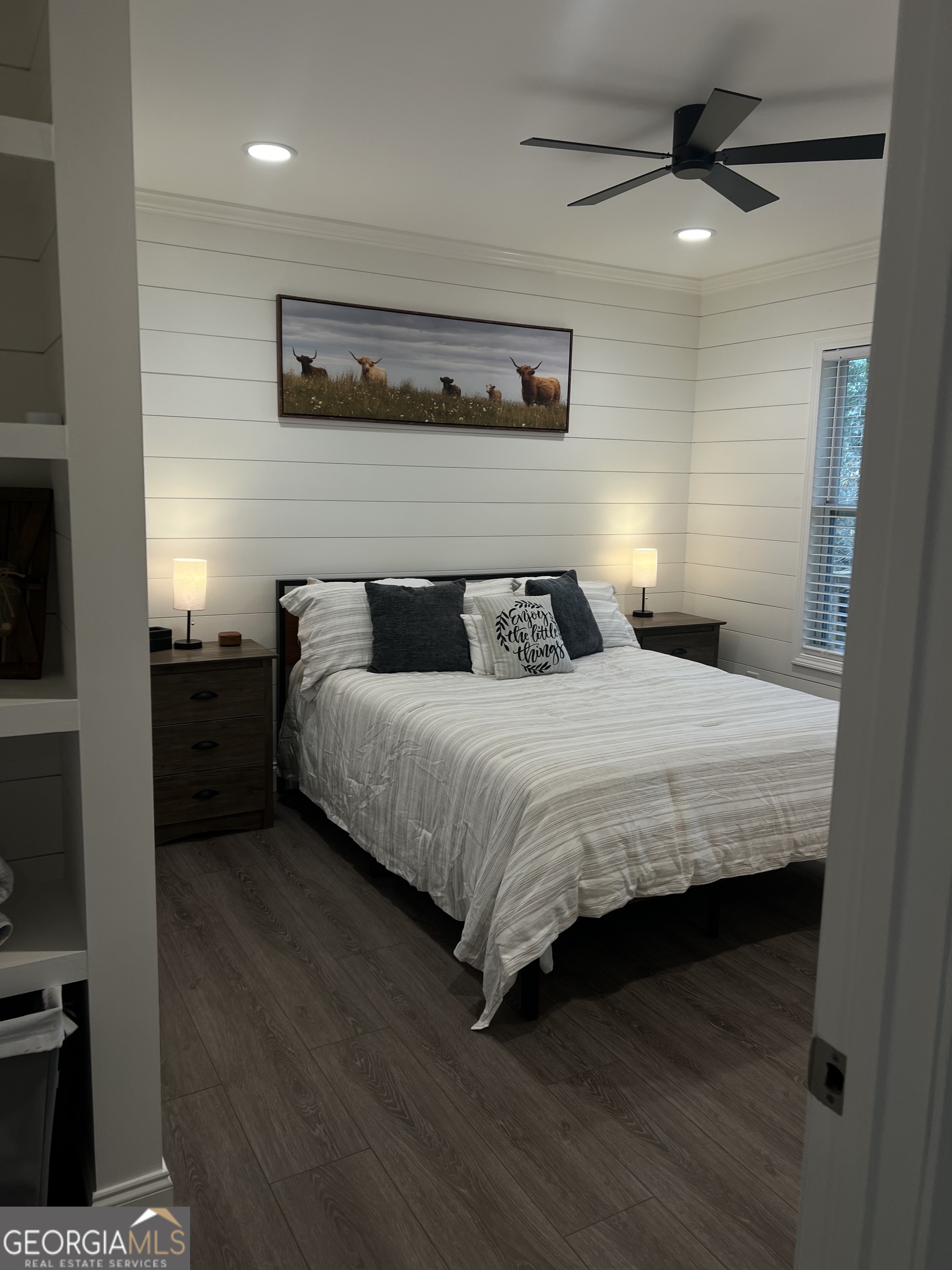 410 Lakeside Hills Road Martin, GA 30557 - Photo 35 of 71 a bedroom with a bed and a ceiling fan