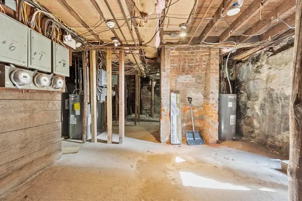 a view of a door and storage