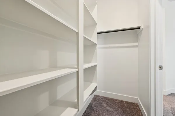 a view of an empty walk in closet
