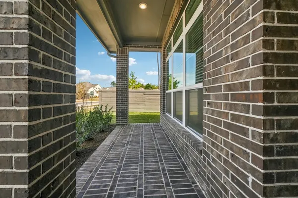 a view of a brick building