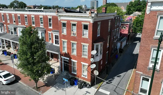 a front view of a multi story building