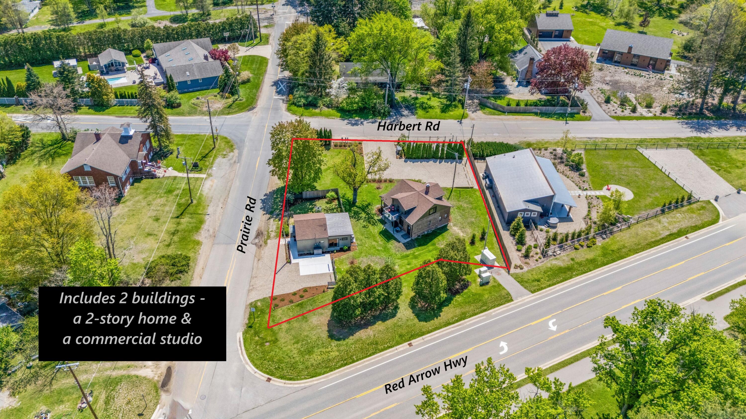 7321 West Harbert Road Three Oaks, MI 49128 - Photo 3 of 33 Aerial view 3/4 acre parcel