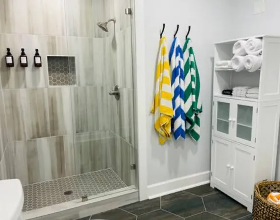 a bathroom with a shower