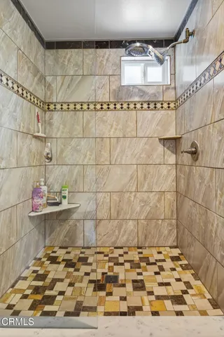 a bathroom with a sink and a shower