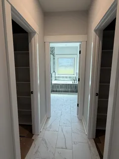 a bathroom with a vanity and a mirror
