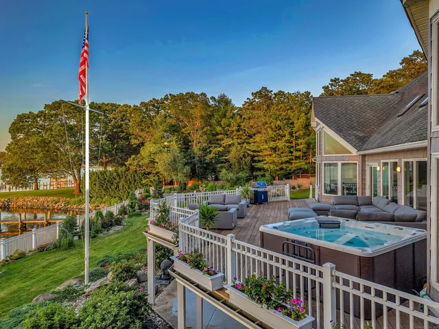a view of balcony with furniture