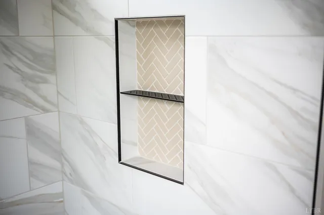 a view of small space with racks on the wall