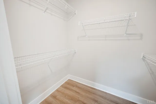 a view of small space with wooden floor