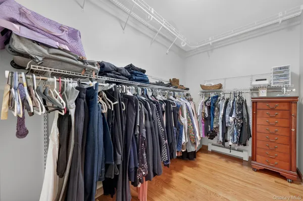 a view of walk in closet with clothes