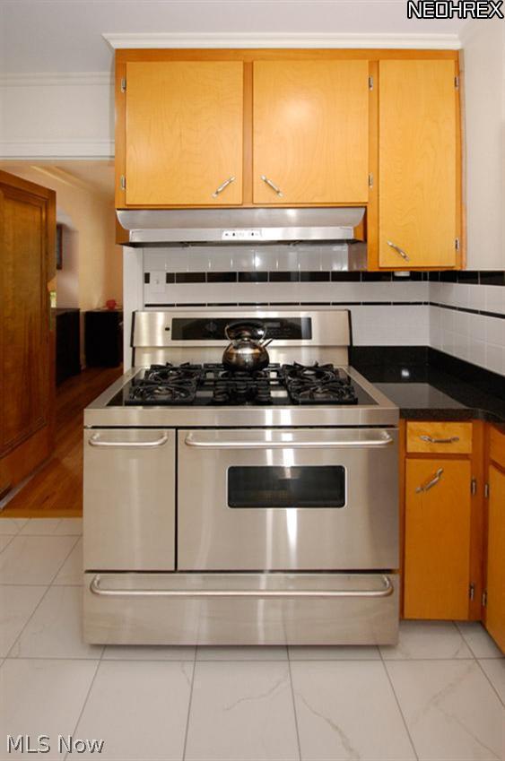 2581 Shaker Road Cleveland Heights, OH 44118 - Photo 13 of 25 This is a cooks dream--a professional stove. It has a gas cooktop with electric oven & broiler.