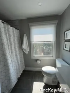 a bathroom with a toilet and a window