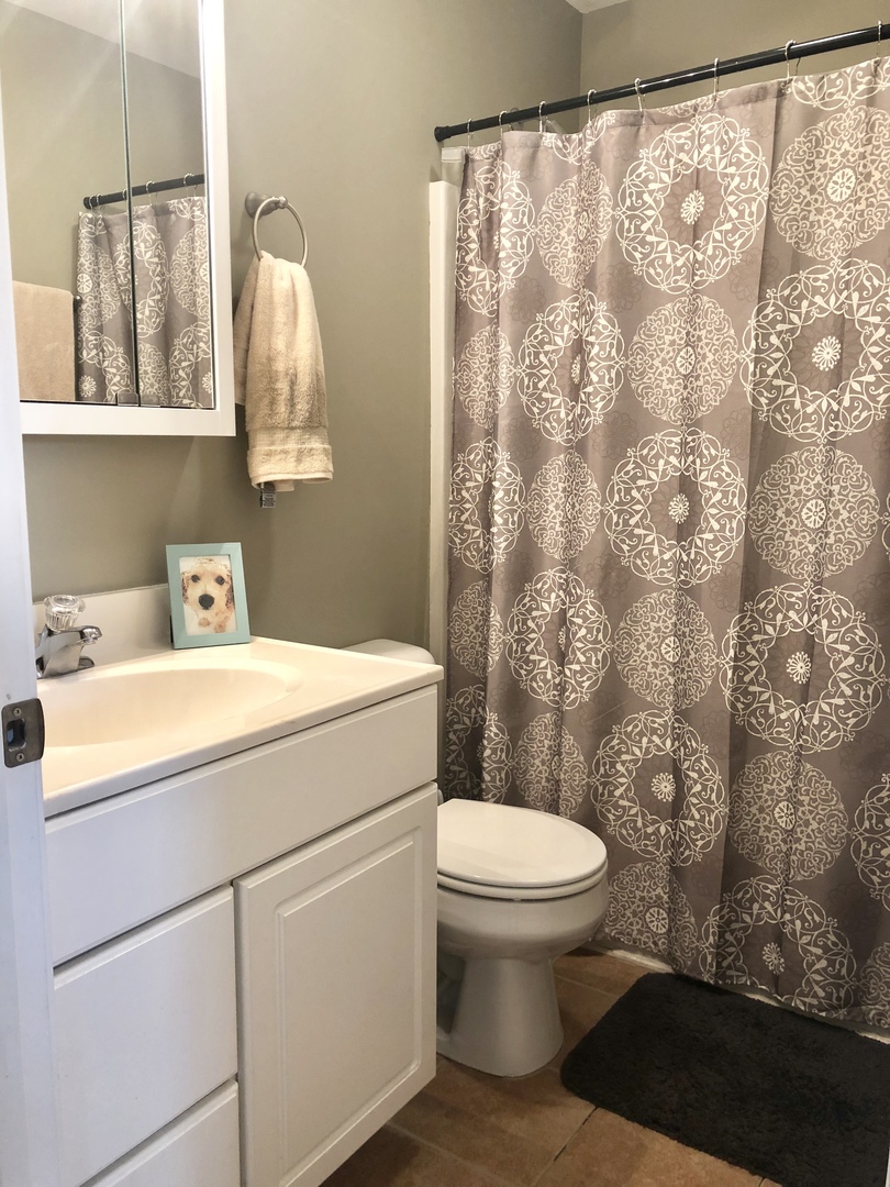 1422 Ridge Drive Sycamore, IL 60178 - Photo 18 of 21 a bathroom with a sink a toilet and a shower curtain