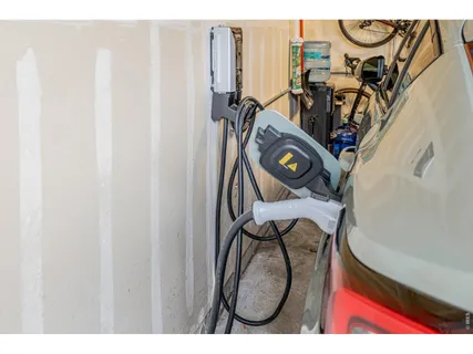 a car parked in a garage