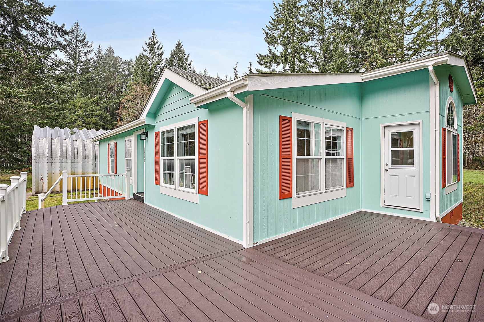 1230 East Jared Road Shelton, WA 98584 - Photo 32 of 40 a view of backyard with deck and wooden floor