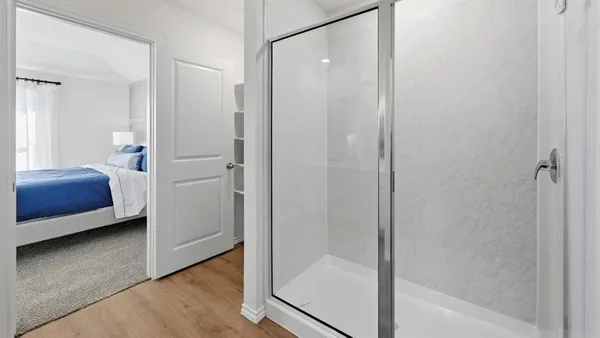 a view of a bedroom from hallway