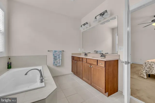 a bathroom with a bathtub