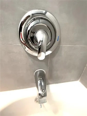 a bathroom with a bathtub