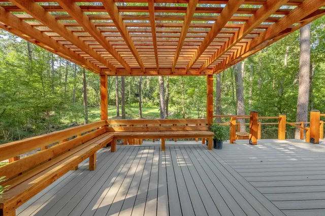 a outdoor view with a seating space