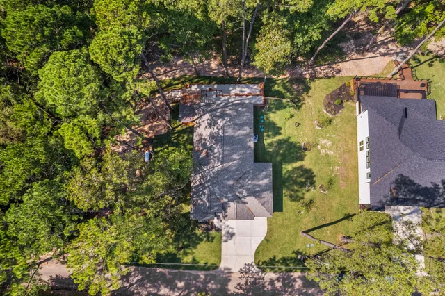 a aerial view of a yard