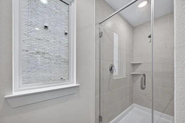 a bathroom with a shower