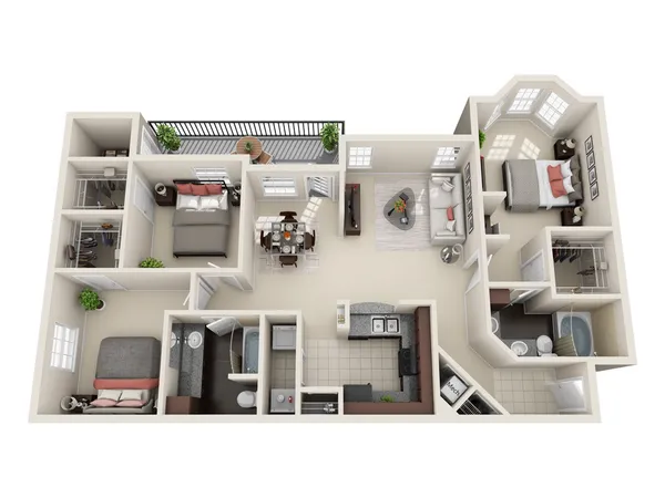 a picture of a living room with furniture and a mirror