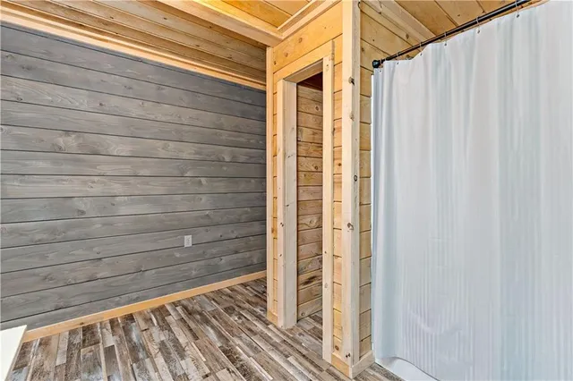 a view of wooden door