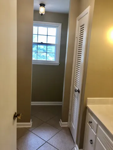 a bathroom with a window