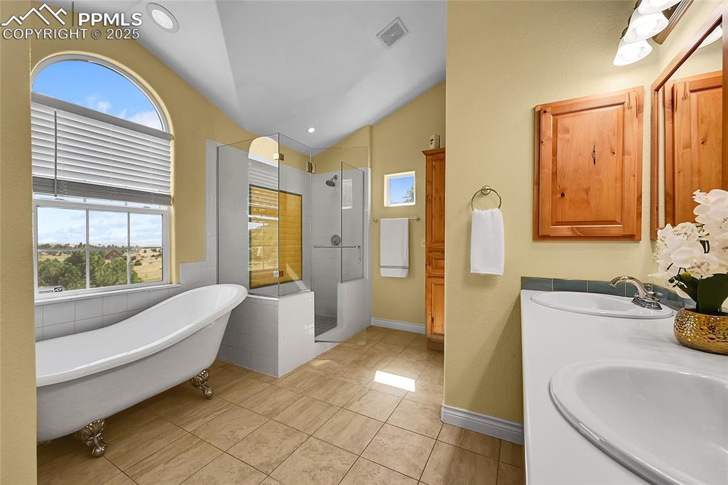 16540 Mesquite Road Peyton, CO 80831 - Photo 26 of 50 a spacious bathroom with a tub sink and mirror