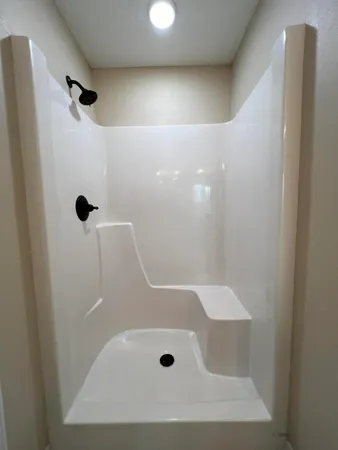 a bathroom with a tub