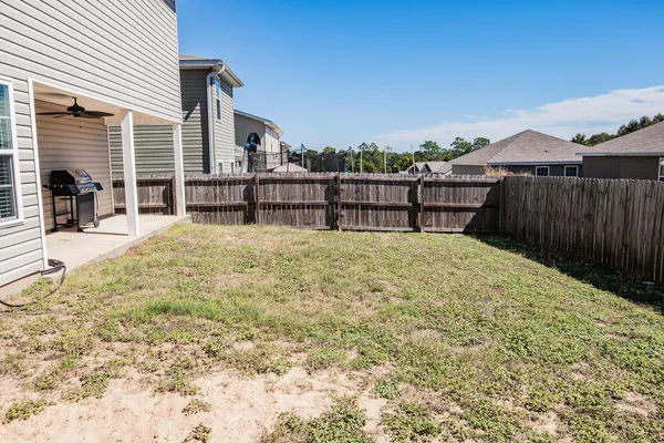 a view of backyard of house