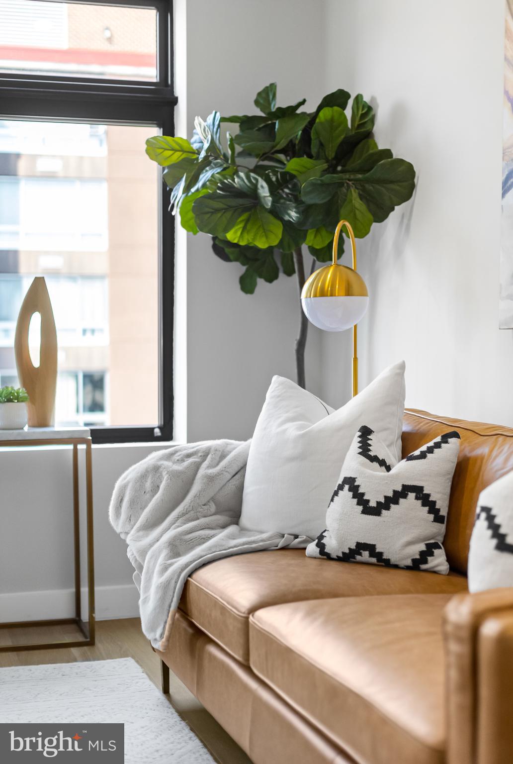 1208 M Street Northwest, Unit 61 Washington, DC 20005 - Photo 22 of 39 a bedroom with a bed a couch and potted plant