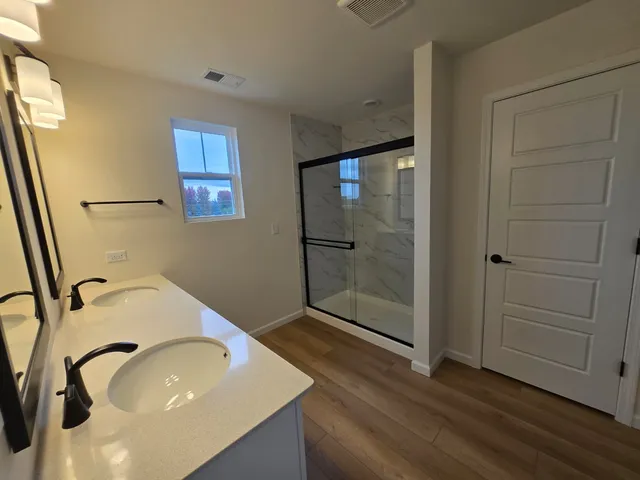 a bathroom with a bathtub