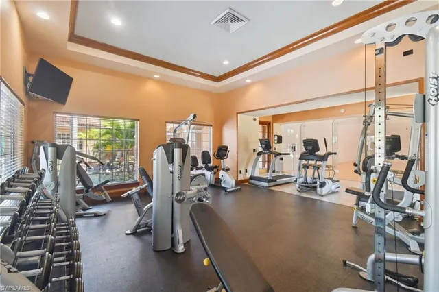 a view of a room with gym equipment