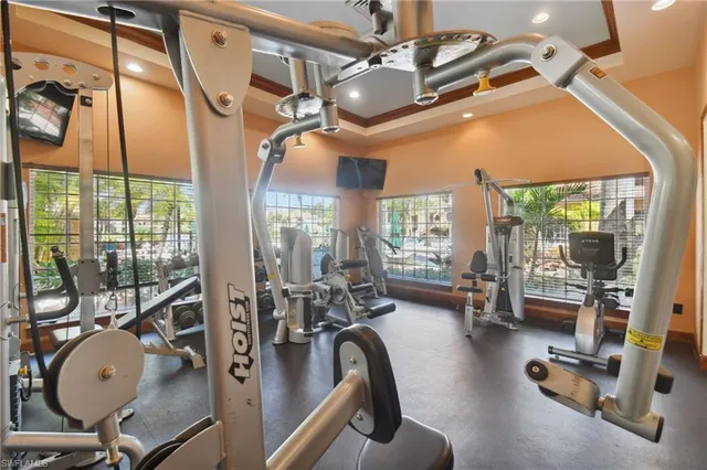 a view of a room with gym equipment